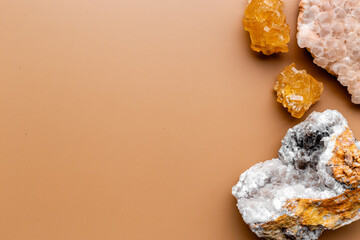 Shiny stones set of natural crystal minerals, closeup