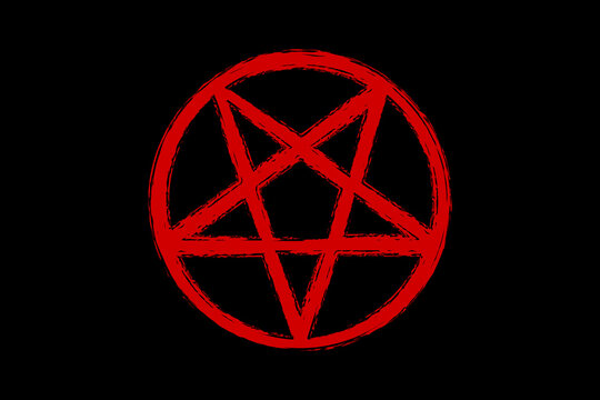 Pentagram Pentacle Wicca Star, red brush style, hand drawn tattoo satanic  occult signs and mystic symbol, vector isolated on black background Stock  Vector | Adobe Stock