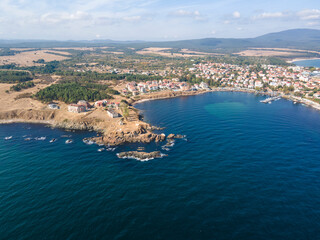 Fototapeta premium Aerial view of town of Ahtopol, Burgas Region, Bulgaria 