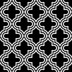 Seamless pattern with ogee ornament. Oriental traditional ornamentation with repeated rounded shapes. Ancient mosaic wallpaper. Tiles motif. Digital paper, textile print, web design. Vector art image.