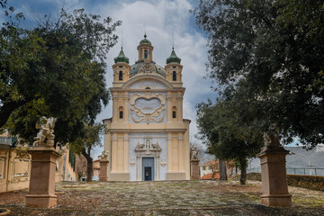 Sanctuary of Madonna of the Coast (1630), protector of the seafarers, erected on the highest point...