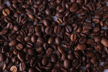 Coffee beans isolated on white background with copyspace for text. Coffee background or texture concept.