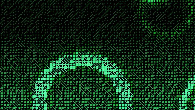 Video game wallpaper or screensaver, pixelated animated circles, seamless loop