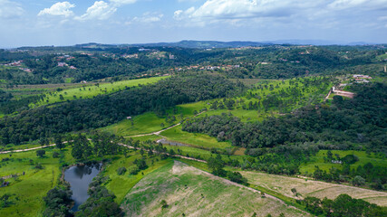 Fototapeta na wymiar Aerial view of the city of Mairinque, Brazil. Farm near São Paulo, Brazil.