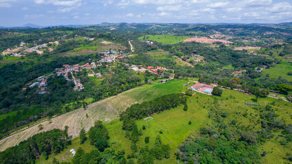 Fototapeta na wymiar Aerial view of the city of Mairinque, Brazil. Farm near São Paulo, Brazil.