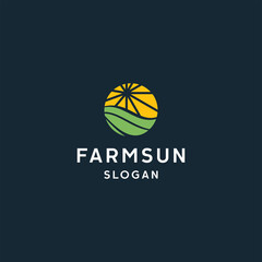 Farm Sun logo icon flat design template 