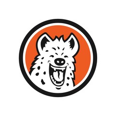 laughing hyena logo animal vector - obrazy, fototapety, plakaty