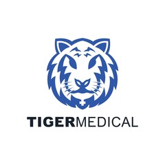 blue tiger medical logo vector