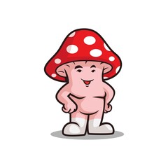 red mushroom character cute vector cartoon illustration
