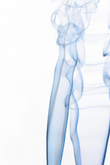 Real colorful smoke on white background. Graphic resource for use with blend modes. Fusion layers.