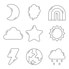 line style icons set weather isolated on white background. vector illustration.