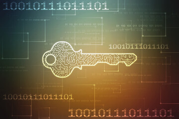 Naklejka premium Digital key icon protecting data personal information. Data protection privacy Concept, Information privacy internet technology, Key to success or solution, Cyber Security Concept