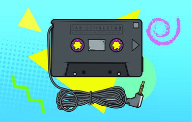 Retro Cassette Adapter Vector Illustration