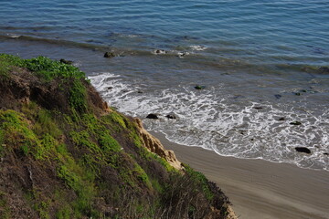 Bluffs on the Santa Barbara coast overlooking the pacific ocean beach