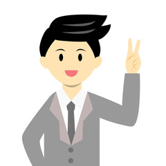 Smiling businessman showing 2 fingers for keep fighting. victory or success of businessman vector