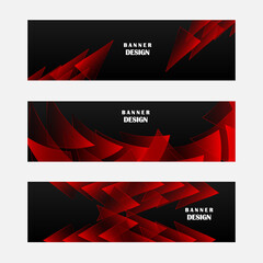 Set of black and red triangle banner background vector