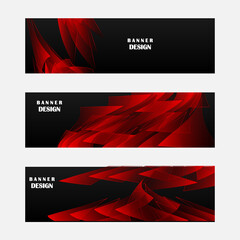 Set of black and red triangle banner background vector