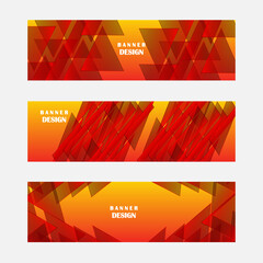 Set of orange and red triangle banner background
