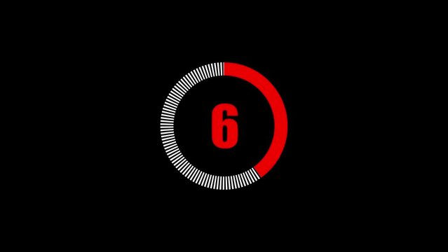 Video countdown counter with rounded corners from 10 to 0 on a black background.