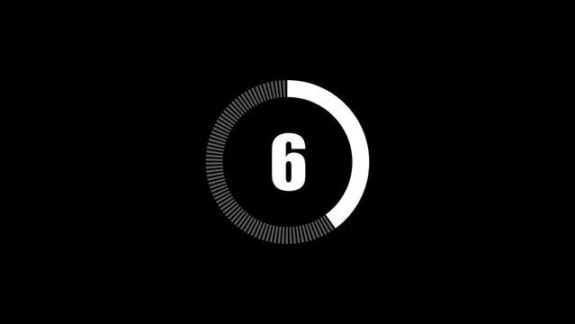 Video countdown counter with rounded corners from 10 to 0 on a black background.