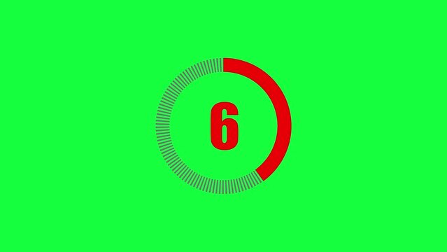 Green screen  video countdown counter with rounded corners from 10 to 0.