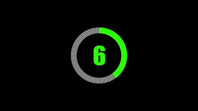 Video countdown counter with rounded corners from 10 to 0 on a black background.