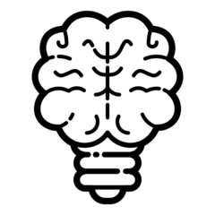 Lightbulb  Brain Flat Icon Isolated On White Background