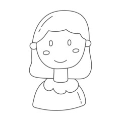 short hair girl smiling hand drawn illustration graphic design vector template suitable for children's drawing and coloring books