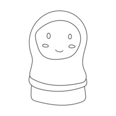 girl in hijab smiling hand drawn illustration graphic design vector template suitable for children's drawing and coloring books
