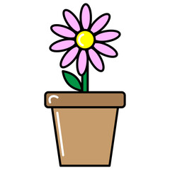 Flowerpot on white background. Vector illustration. stock image.