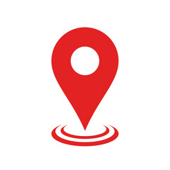Vector illustration of red locator pin. Suitable for design element of map app, address location software, and gps technology.