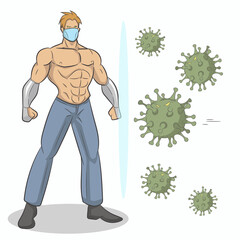 COVID-19 Coronavirus protection and quarantine. People fight virus concept
