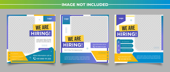 We are hiring job vacancy square banner or social media post template