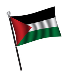 Palestine flag , flag of Palestine waving on flag pole, vector illustration EPS 10.
