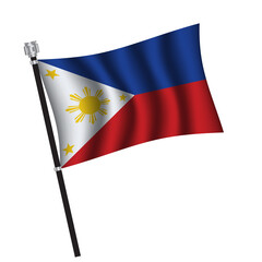 Philippine flag , flag of Philippine waving on flag pole, vector illustration EPS 10.