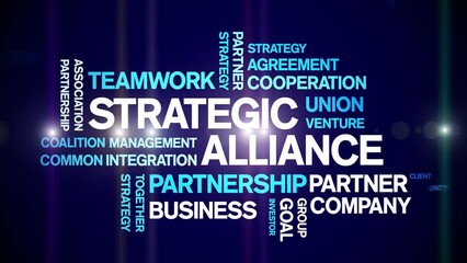 Strategic Alliance Animated Tag Word Cloud;Text Design Animation typography seamless loop.