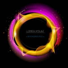 Vector abstract glow light effect of golden line. bright and shine golden circle. Illustration graphic design with holographic, gradient color and fluid, liquid shape for banner, poster background