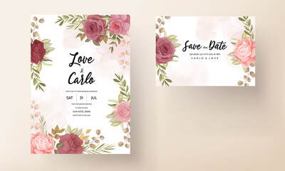 Fototapeta na wymiar Floral wedding invitation card template