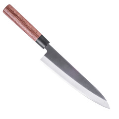 Solid Steel professional chef knife on white background
