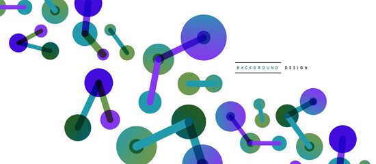 Line points connections geometric abstract background. Circles connected by lines. Trendy techno business template for wallpaper, banner, background or landing