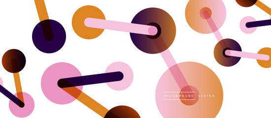 Abstract background. Round dots connected by lines. Trendy techno business template for wallpaper, banner, background or landing
