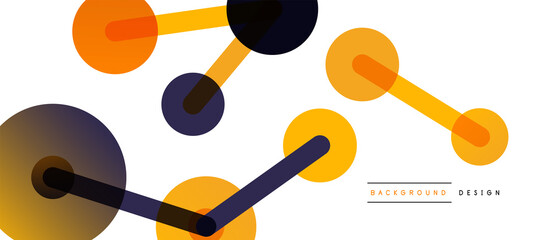 Line points connections geometric abstract background. Circles connected by lines. Trendy techno business template for wallpaper, banner, background or landing