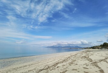 sea beach blue in winter sunny day in monolithi  preveza