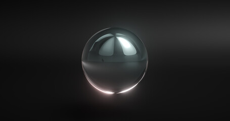 Close up 3D crystal ball of isolated