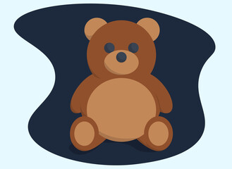 Obraz na płótnie Canvas Cute Teddy bear flat illustration with wave background.