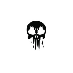 cool skull with fire and bloods vector image