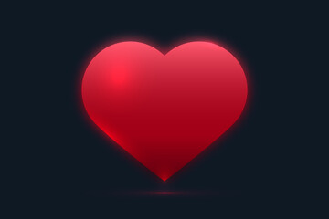 Glowing red heart on dark background vector illustration.