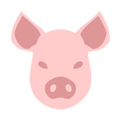 Obraz na płótnie Canvas Pig Domestic Farm Animal Face or Head Isolated Illustration Icon