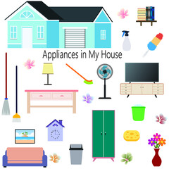 Objects that can be found in our homes, vector design illustration