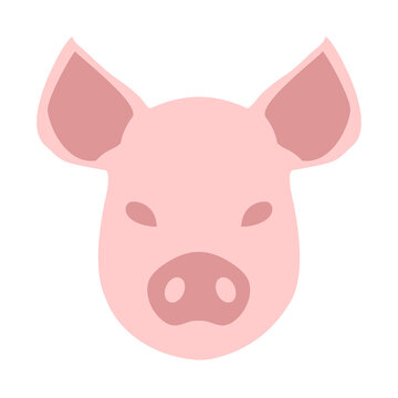 Pig Domestic Farm Animal Face or Head Isolated Illustration Icon
